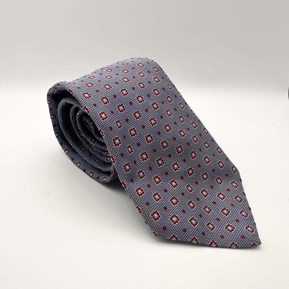 Brooks Brothers Makers Italian Silk Blue Red Micro Square Swiss Dot Neck Tie USA